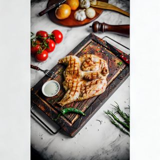 Цыпленок на гриле под сливочно-чесночным соусом