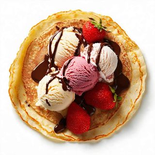 Crepes con 3 palline di gelato