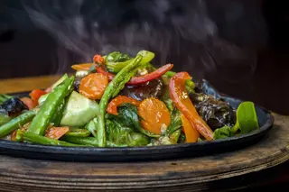 Sizzling vegetables