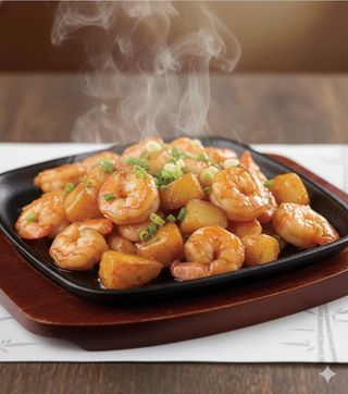 111 - Gamberi alla piastra 铁板虾仁