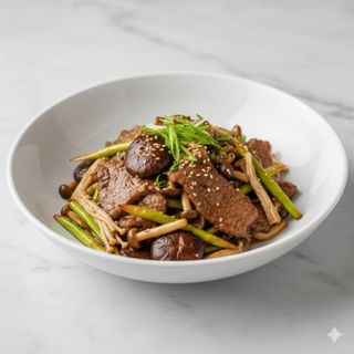 Ternera con puerro salteado