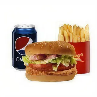 Menú hamburguesa de ternera + patatas + bebida