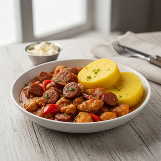 Tochitura de pui cu mamaliguta