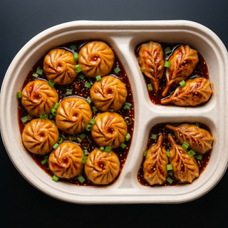 Chicken manchurian momo + chilli chicken momo + soda