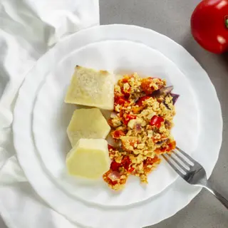 Boiled Yam & Egg Sauce