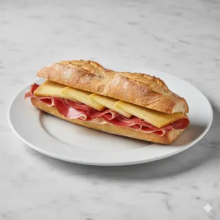 Bocadillo De Jamón Serrano Y Queso Curado