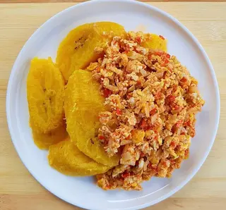 Unripe Plantain + Egg Sauce