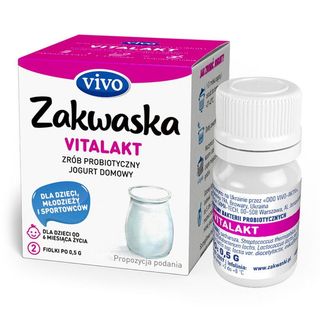 Jogurt domowy VITALAKT żywe kultury bakterii probiotyk opakowanie 2 x 0,5g ZAKWASKI VIVO