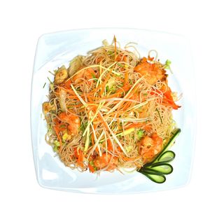 Massa de Arroz Fina com Gambas