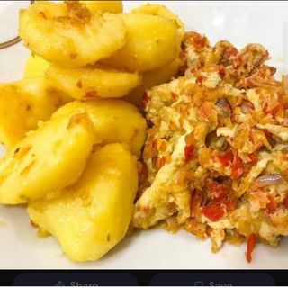 Boiled Sweet Potatoes with Egg Sauce