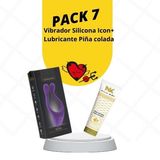 Pack 7 Vibrador Silicona Icon + Lubricante Piña Colada