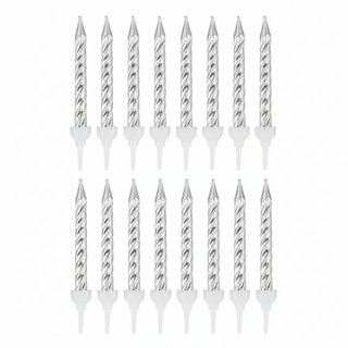 Velas espiral cortas plateadas