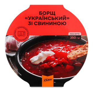 Червоний борщ зі свининою в упаковці (350г)