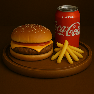 Чізбургер та фрі з Кока-колою