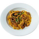 Fideuà amb gamba, rap i calamar