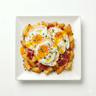 Sartén De Huevos Rotos Con Jamón Serrano (Ración)
