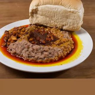 Bread, Beans and Fried fish