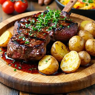 Teletina ispod sača 300gr sa krompirom