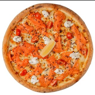 Велика піца з лососем та крем-сиром