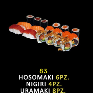 83 Hosomaki 6 pezzi, nigiri 4 pezzi, uramaki 8 pezzi