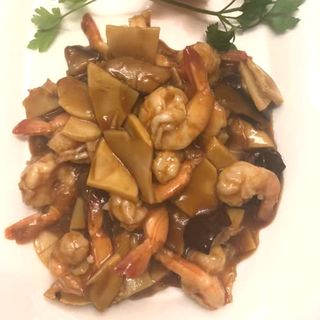 701. Gambas Con Setas China Con Bambú Y Fideos Chino