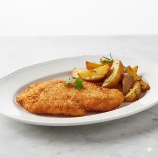 Escalope De Pollo Con Patatas