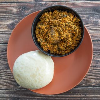 Pounded Yam with Preferred Soup and Bush  Meat