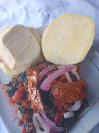 Mashed Titus in Vegetable Sauce