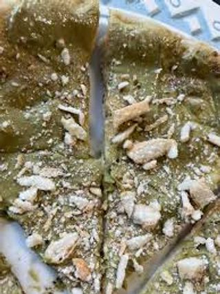 Pizza crema di pistacchio e granella di pistacchio