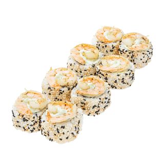 Рол Філадельфія в кунжуті зі смаженою креветкою та соусом васабі