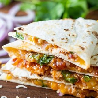 BBQ Chicken and pineapple quesadilla
