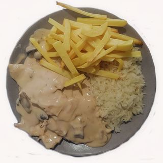 Escalopes com Natas e Cogumelos