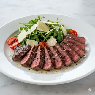 Tagliata con pomodorini, rucola e grana
