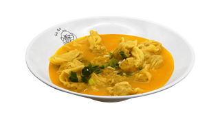 Golden wonton soup