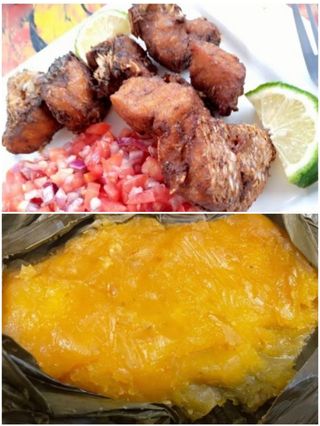 1 kg dry fried Nile perch (empuuta) with pressed matooke and salads 