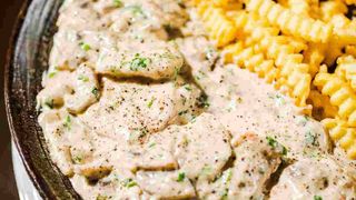 ესკალოპე სოკოთი და ნაღებით