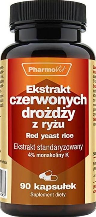 Ekstrakt czerwonych drożdży z ryżu Red yeast rice Ekstrakt standaryzowany 4% monakoliny K 90 kapsułek PharmoVit