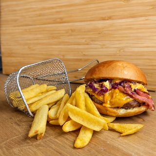 The Big Show Burger + fries