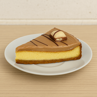 Fetta di cheesecake cotta glassata al kinder bueno