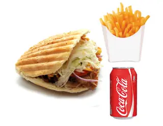 Menú kebab + patatas fritas + bebida (330 ml.)