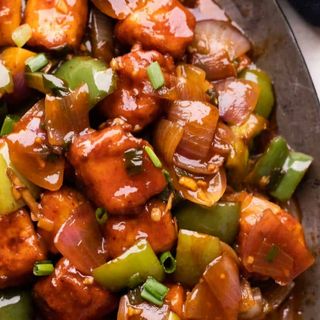 Cheese Chilly Paneer ( with Indian cheese) - Vegetarian & gluten free