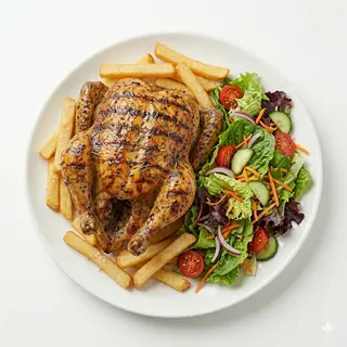 Pollo Con Patatas Y Ensalada