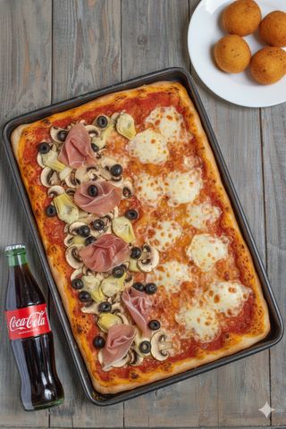 1 Teglia 2 gusti a scelta, 4 supplì e 1 bibita grande