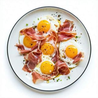 Huevos rotos con jamón