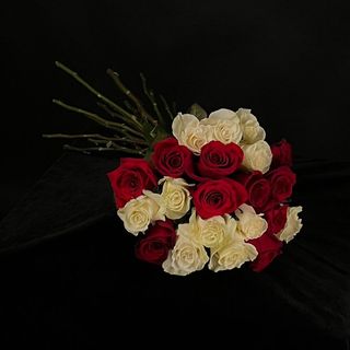 Ramo Bicolor de 21 Rosas Blancas con Rojo