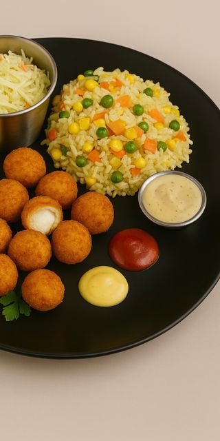 Chiftelute de pui cu cascaval si garnitura + bautura 600g