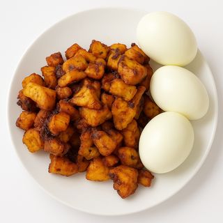 Alloco + 1/2 poulet frie a l'huile de palme 