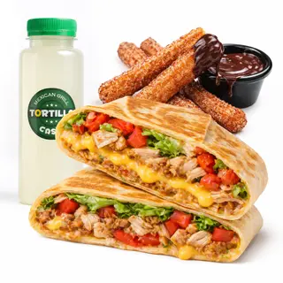 Crunchwrap piletina + limunada + Churros