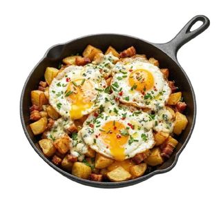 Sartén De Huevos Rotos Con Roquefort