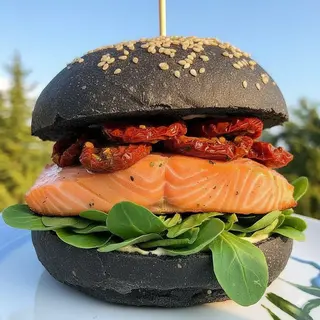 Salmoneburger con panino BIANCO fatto da noi (1-3-4-7-8-11)